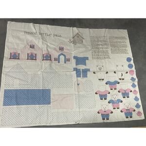 Three Little Pigs, Fabric Panel, Cut-out Kit, House, Pigs and Wolf, Toy Making